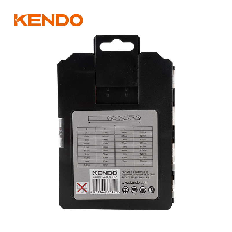 Спиральное сверло из быстрорежущей стали, 19 предметов, кованое, с черной отделкой